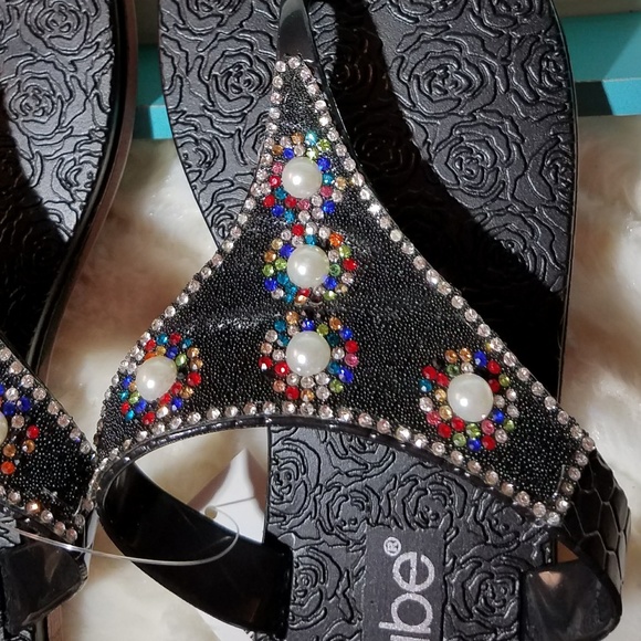 NWT Summer Rhinestone Glitter Sandal, Black - Picture 2 of 2